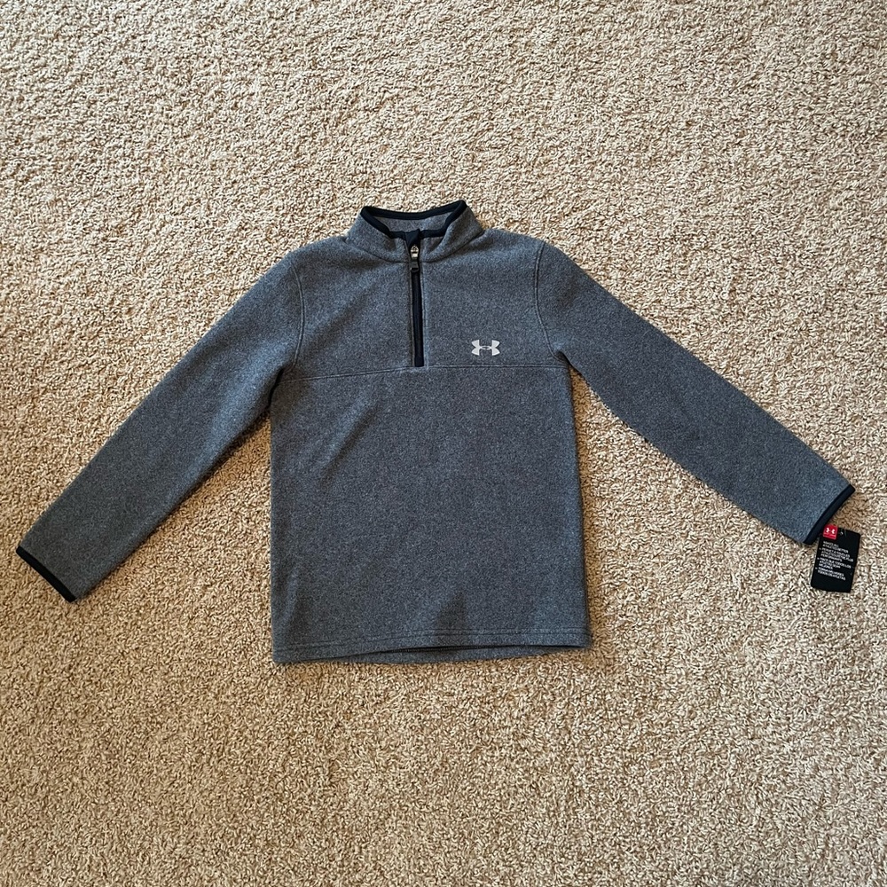 NWT Under Armor Kid’s Gray Fleece Pullover Youth Size 7